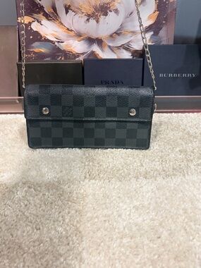 Louis Vuitton Damier Graphite long wallet on chain